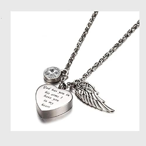DOTUIARG pet Paw srce Angel Wing Charm & cilindar spomen urna ogrlica od nehrđajućeg čelika kremiranje nakit