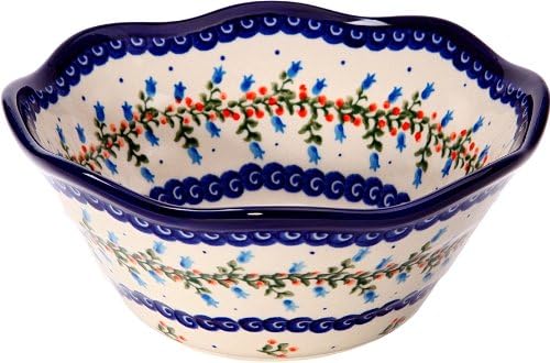 Poljska posuđa Ceramika Boleslawiec 0423/166 Royal Blue uzorci sa vinovom lozom i bačva za motivu Bowl Viki 1, 3-1 / 4-šolja