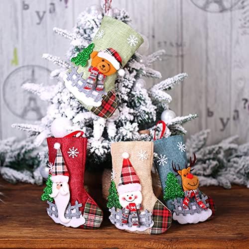 Božićni ukrasi Santa Claues Socks Plaid Doll Lanene čarape Božićno drvce Privjesni ukrasi Torbe TASSEL Garland Božić