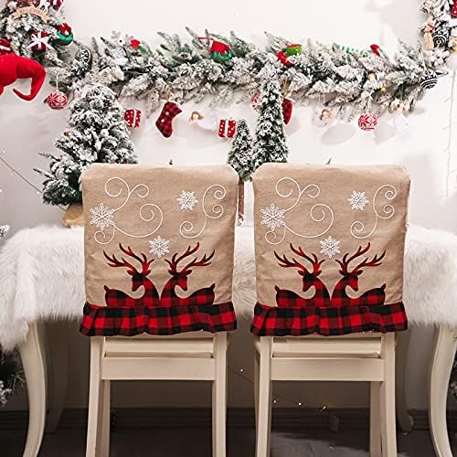 Izvrsni božićni ukrasni pokloni, poklopci božićne stolice, set od 2 stolice za povratak Zaštitni poklopac zaštite za pranje za Xmas Dekoracija Početna Kuhinjski dekor (Boja: A1, Veličina: 52x48cm / 20.4