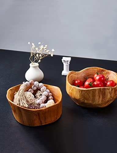 M Mimmu Drvena zdjela za dekor, jedinstvene nepravilne korijenske rezbarene voćne ladice ukrasne ploče 6 - 8