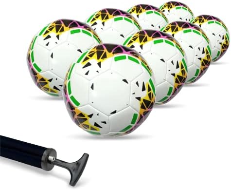 Vježbajte nogometne kuglice 8 Pakovanje veličine 5 - PU / PVC mekani materijal - šivena - uključuje kugličnu pumpu