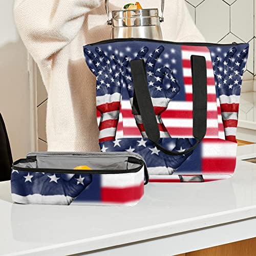 Tbouobt izolovana hladnjača torba za višekratnu upotrebu torbe za ručak, set torbi za piknik za plivanje na otvorenom, kampovanje, plažu, putovanja, zastavu američka zastava