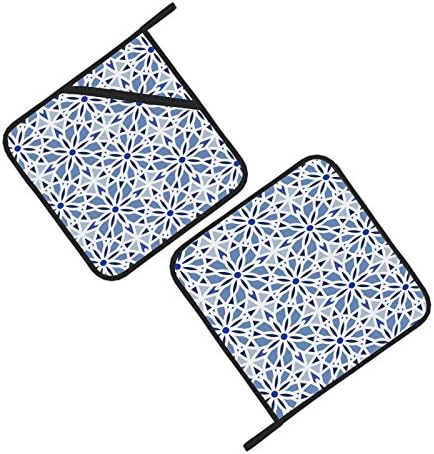 Grafički simetrični kuhinjski ručnici i nosač lonca Postavlja toplinska jastučića otporna na toplotu 2 kom.