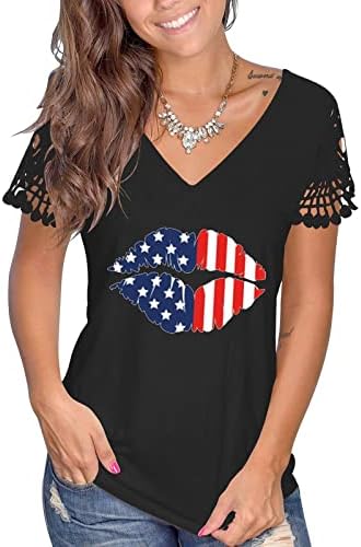 Ženska četvrta srpnja Majica Američki zastava Suncokreti Ispis Tees Vrhovi izdubite majice za neovisnost kratkih rukava
