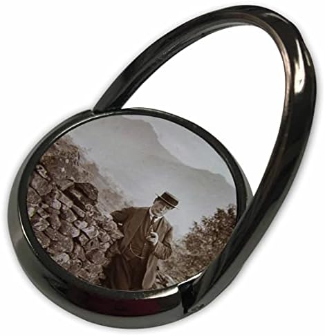 3Droza Magic Lanter Slide 1918 FOTO EDWARDIAN Čovjek sa cijevi na kamenu. - Prstenje telefona