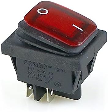 AKDE KCD4 crni crveni zeleni rocker vodootporni prekidač za napajanje 2 Položaj na 4 pinove sa svjetlom 16a 250VAC / 20A 125VAC