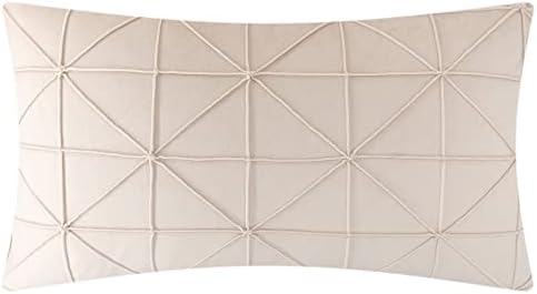 JWh ručno izrađeni baršunasti bacanje jastuk ukrasni geometrijski naglasak jastučni jastuk lumbalni bijeli jastučni list rectanlge jastuk za kauč kauč ured za spavaću sobu sham 14x24 inčni bež