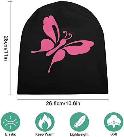 Ružičasta butterfly beanie kapa mekana topla pulover kapu za spavanje za spavanje za spavanje za uniseks