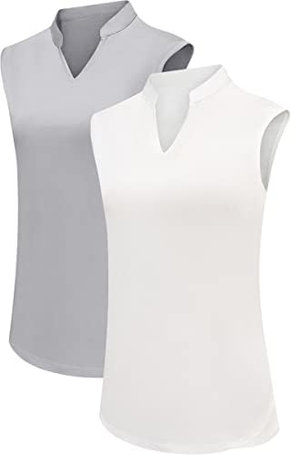Trendimax ženske dvije pakovanje golf majica bez rukava u vratu Tenis polo majica Brzo suhi atletski rezervoar za vježbanje