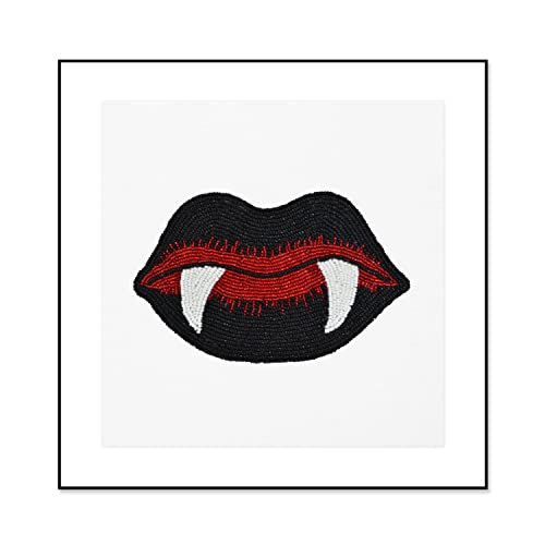 Amore Beaute Bijela čista posteljina drakula zubi Zidna umjetnost Unfran, crvene usne Pop Art Wall Décor