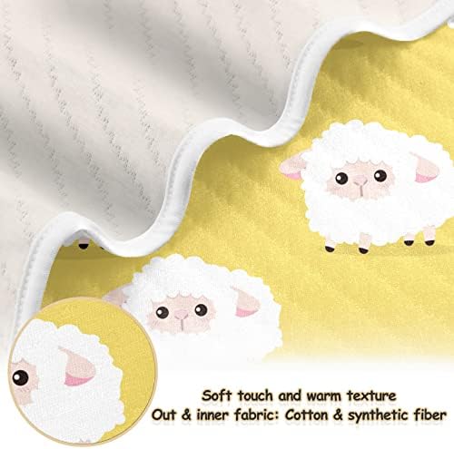 Swaddle pokrivač bijele ovčje pamučne pokrivače za dojenčad, primanje pokrivača, lagana mekana pokrivačica za krevetić, kolica, raketa,
