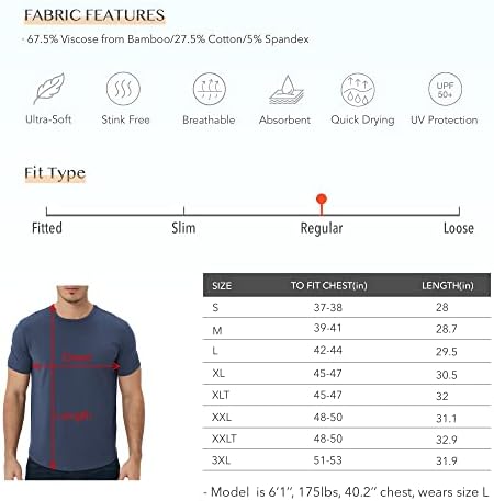 netdraw Muška Ultra meka bambusova majica kriva Hem lagana hladna duga / kratka rukava Casual osnovna majica