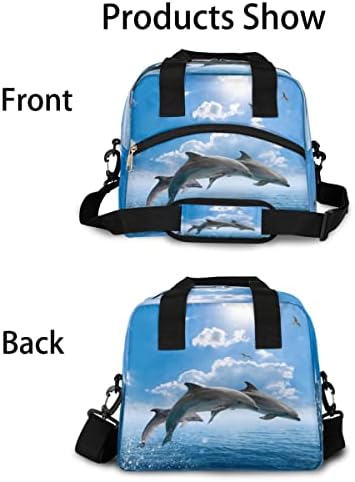 Slatka Dolphins mora izolovana torba za ručak za žene/muškarce kutija za ručak sa podesivom & amp; uklonjiva torba za hlađenje naramenice