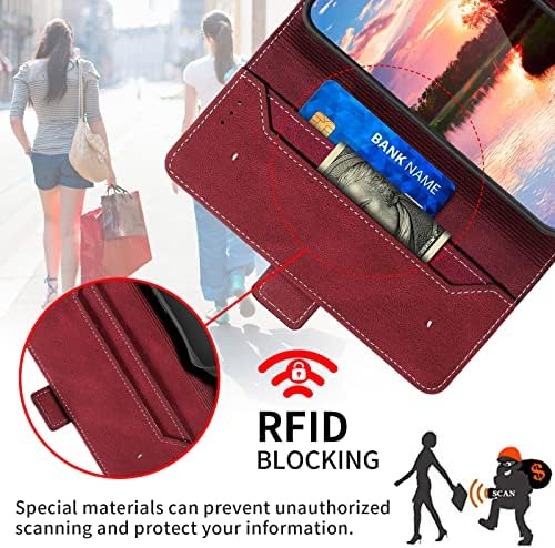 Torbica za novčanik za Samsung Galaxy S23 / S23 Plus/S23 Ultra, PU kožna torbica za novčanik sa neklizajućom teksturom, sklopiva u ugrađenom postolju,školjka otporna na prašinu,Crvena, S23ultra 6.8