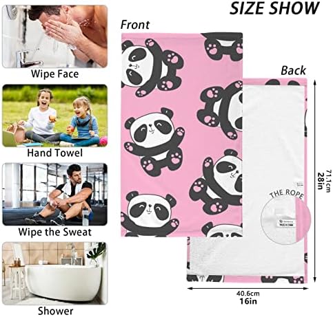 Yyzzh pamučni peškiri Set, slatka Panda Baby crtani lik na ružičastom peškiru ručnik za ruke upijajući Meki peškiri za kupatilo