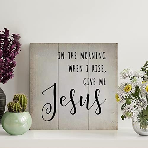 LITTLEGROVE sjeme ujutro kad ustanem Dajte mi Isus drveni znakovi Sveto pismo drvena ploča motivacijska zidna Umjetnost rustikalni