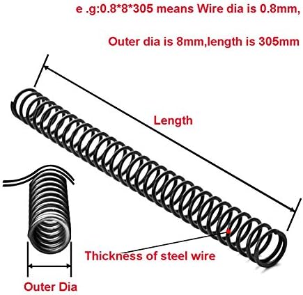 Ahegas Springs Wire Dia 0,6 mm 0,7 mm opružni čelični tlak opruga Vanjska dia 5-7mm Y-tipa kompresijska opruga dužina 305mm 1pcs