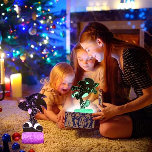3d jež Anime noćno svjetlo - LED Iluzijska lampa 3 uzorka i 16 stolnih lampi za promjenu boje sa daljinskim upravljačem, Kreativni rođendanski Božićni pokloni za dječake djevojčice