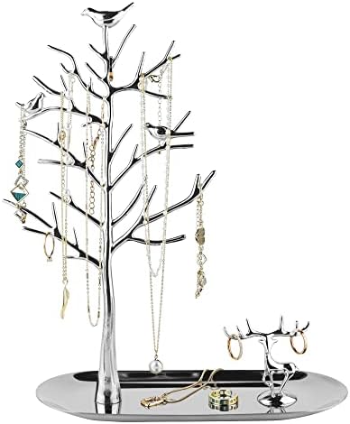Više& manje grana nakit stalak sa metalnim ladicu, luksuzna boja, Tree Tower stalak viseći Organizator za prsten naušnice ogrlica