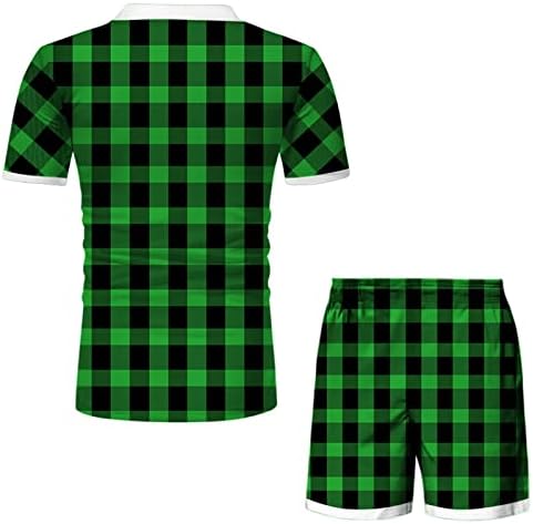 2 komadna odjeća za muškarce TrackSit set sa patentnim zatvaračem karirane ručne polovne majice i kratke hlače casual golf vježbanje