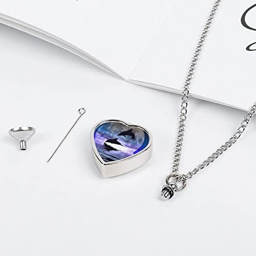 Moon Dolphin nakit za kremaciju za kućne ljubimce ogrlica urne za pepeo privjesak za uspomenu za poklone portreta mačaka