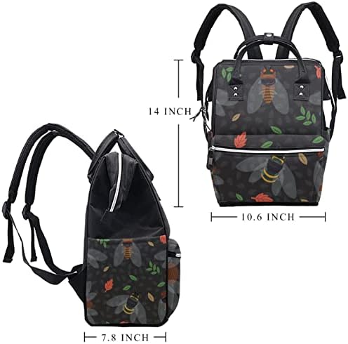 Šareni cicada uzorak sa tamnim pozadinskim gaćicama za ruksak za ruksak za bebe nazivne torbe za promjenu multi funkcije Veliki kapacitet