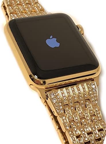 De Billas Lux 24K pozlaćeni 45 mm IWATCH serija 8 Diamond Rhinestones Band GPS LTE O2