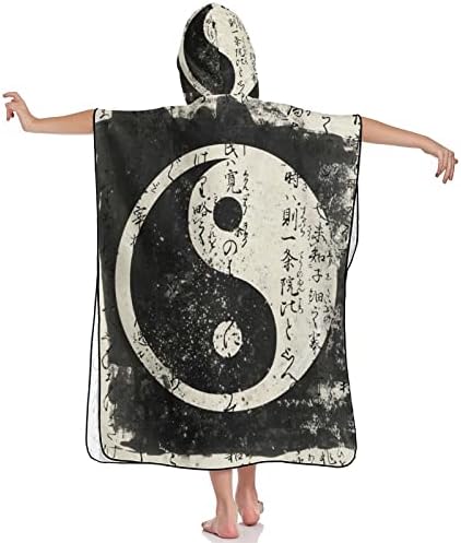WEEDKEYCAT Yin Yang ručnik s kapuljačom za djecu Meki plišani ručnik za kupanje s kapuljačom za pokrivanje bazena na plaži
