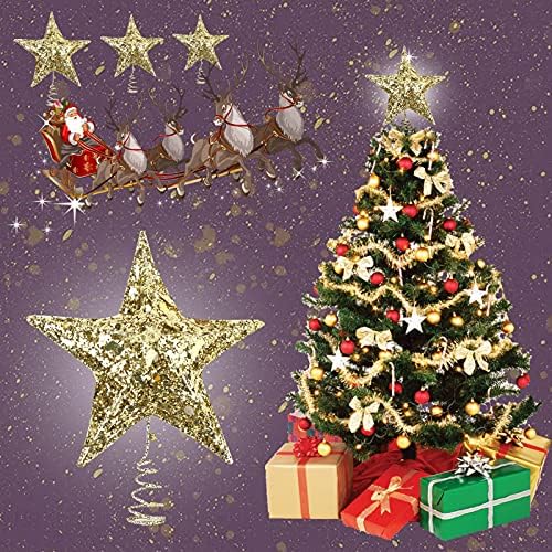 Viviplas Dukset Božić sjajni zvjezdani ukras stablo ukras petokraka zvijezda božićna drvca gornja zvezda blista božićna stabla ukrasi sa pailletom 20cm