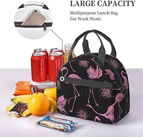 Sažetak Flamingo torbe za ručak za žene Muškarci Izolirana ručak Tota torba za hlađenje ručka za ponovno hlađenje ručak s bočnim džepovima i naramenom kaiševima