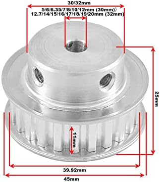 Mehanički Smooth XL 25T Razvodna remenica, provrt 6/6. 35/8/10 / 20mm, nagib zuba 5.08 mm, aluminijumski Zupci kotura, širina 11mm,