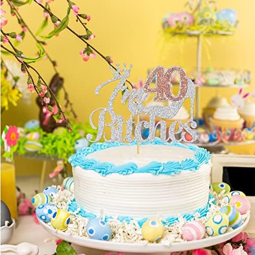 Belrew sam 40 kučke torta Topper, sretan 40. rođendan torta Decor, Funny rođendanske potrepštine za žene, svjetlucave srebro & Rose