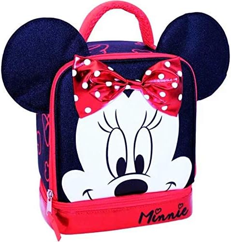 Disney Minnie Mouse dvostruki pretinac sa ušima i amp; izolovana torba za ručak sa lukom Crvena / jedna veličina