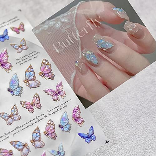 S SNUOY leptir naljepnice za umjetnost noktiju samoljepljive 5D reljefne naljepnice šareni leptiri rezbarenje dizajn Nail Art potrepštine