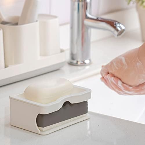 AMabeafzh držač sapuna Tuš Bijela jednostavna i ekološki prihvatna pp smola za smolu, dvoslojni dizajn.Suitable za kupaonicu, kuhinju.