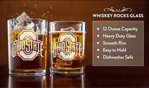 NCAA Whisky staklo / matirani Logo tima / bez olova / Premium stakleno posuđe | Set od 2 / 12oz