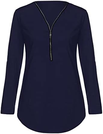 Ženska plus veličina ljetnih vrhova 3/4 rukava s punim majicama Zip V Crt Dressy Ležerne bluze tunika i vrhunske modne majice