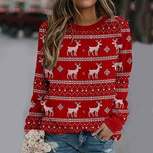 Ženski džemperi Fall 2022 Ležerne prilike Xmas grafički odjeća Dukseri Bluzes Chirstmas Rendeer pulover vrhove