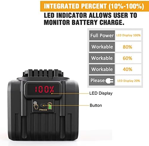 Zlwawaol DCB200 20V 9.04 litijum-jonska baterija Kompatibilna sa DCB203 DCB204 DCB206 DCB204 DCB206 DCB209 DCD / DCF / DCG / DCS serijski alati sa LED displejom