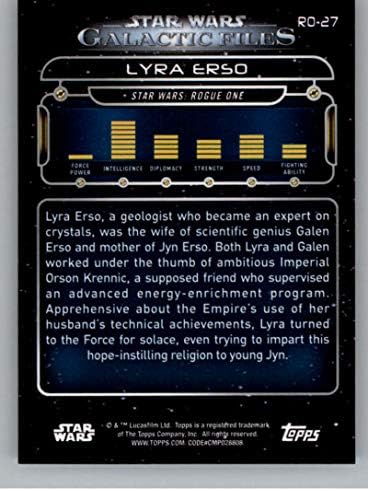 2018 TOPPS Star Wars Galactic datoteke RO-27 Lyra Erso Rogue One službena trgovačka kartica za film