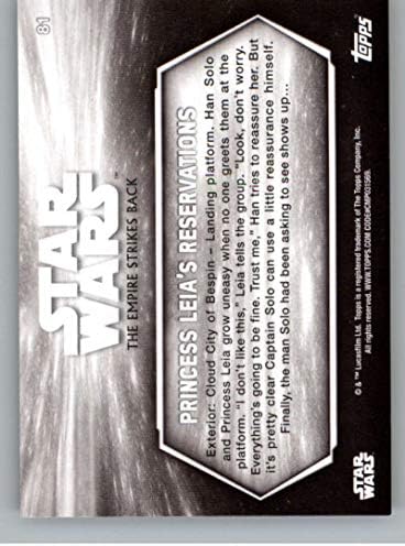 2019 TOPPS STAR WARS Empire Strikes Back Crno-bijela # 81 Rezervacije princeze Leia Princess Leia Trgovačka karta