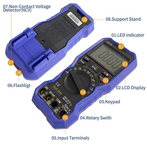 Owon OW18E Bluetooth digitalni multimetar, 20000 Broj True RMS, voltmetar mjere automatske promjene Aktuelne amp otpornosti na kontinuitet dioda, van linije, termometar za log