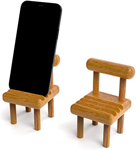 Belinkon Slatka mini stolica Držač telefona, potpuno sastavljena drvena stočna stolica, kompatibilna sa pametnim telefonom, kućom, jastukom, prekidačem, tabletom, e-čitačima, svi telefonima - 1 pakovanje