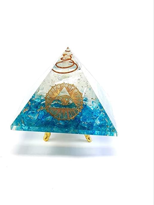 Orgonska piramida za proizvodnju energije sa ljekovitim kristalom i kamenjem - akvamarin Orgone Energni generator nubijske piramide
