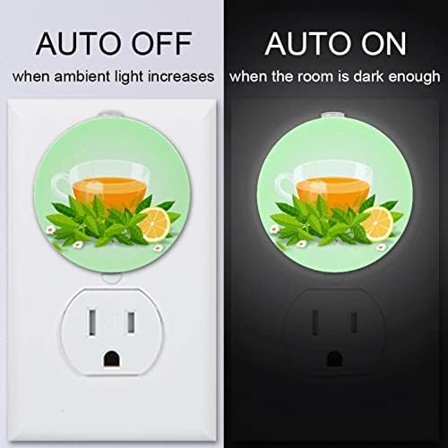 2 paket Plug-in Nightlight LED noćno svjetlo sa senzorom sumraka do zore za dječiju sobu, rasadnik, kuhinju, hodnik ukusni limunski crni čaj cvijet