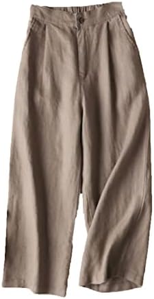 Soluo ženski Ležerni pamučni pamučni pantski pant Relax Fit Dukserice Obrezane široke pantalone za noge Elastične struke joga jogger