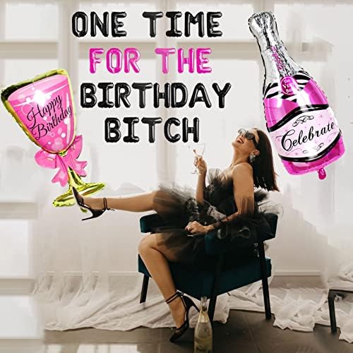 21. rođendanski ukrasi, rođendanski kučni baner za rođendanski kučni baner za 25. 30. 18., Naughty Girngin rođendan Banner sa ružičastim šampanjskim bočicama balona šampanjca