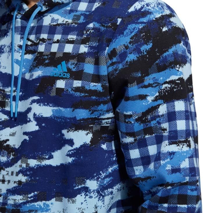 Adidas Muška Primegreen Postgame karirana pulover dukserica plave veličine srednje veličine