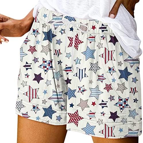 Lmdudanske kratke hlače za nerede za žene za žene Američka zastava Ispis elastičnih struka kratke hlače labave fit atletske kratke hlače